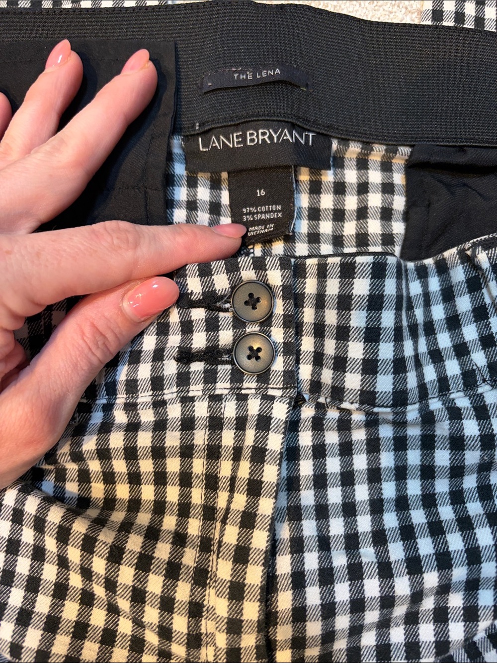 Lane Bryant Black and White Gingham Cropped Pants - Picture 2 of 4